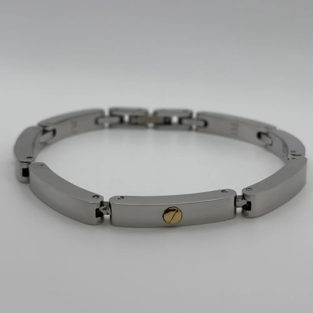 Morellato Stainless Steel and Gold Men’s Link Bracelet Italian Designer Vintage